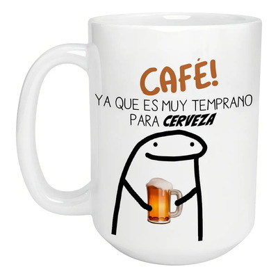 Taza Inestampable Inestampable Flork Café Cerveza de cerámica Flork color blanco forma de cilíndrica capacidad 425mL | Meses sin interés