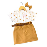 Conjunto Fashion Blusinha + Shorts Saia + Cinto Mini Diva Q6