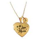 Collar Relicario Corazón  Acero Inoxida- Personalizado Láser