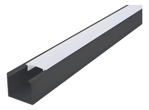 Kit Perfil Aluminio Tiras Led | Negro Sobrepuesto 2mt