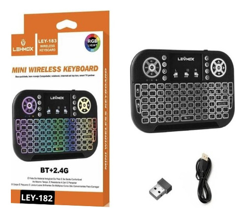 Mini Teclado Sem Fio Bluetooth Com Led Para Tv Box Lehmox