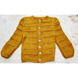 Sweater Lana Tejido A Mano Abrigado Color Mostaza T.8-12 Año