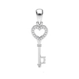 Dije Llave Corazón Circonias De Plata .925 Agálea Joyería