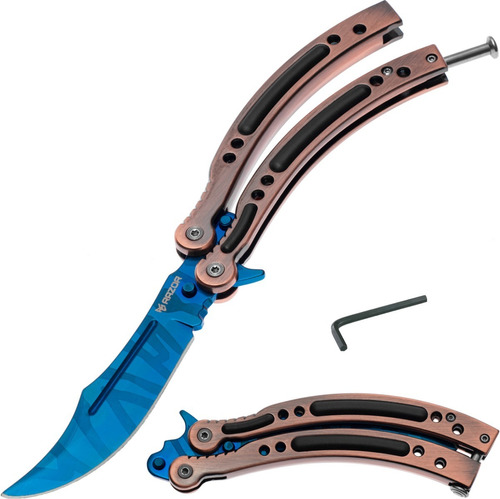 Navaja Mariposa Curva Azul Csgo Cuchillo Mariposa Táctico