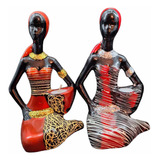 Figura Africanas Decorativas De Hogar Oficina Ceramica 2 Pz