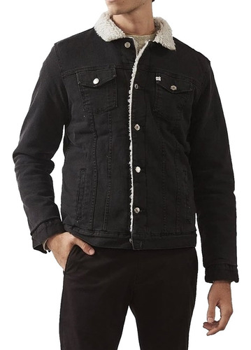 Campera Hombre Bensimon Jean Black Denim Cordero Negro Premi