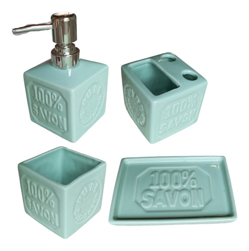 Set De Baño Ceramica Dispenser Vaso Jabonera Porta Cepillo