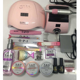 Kit Xed P/unhas De Fibra+cabine Sun+lixadeira Naildril 30000