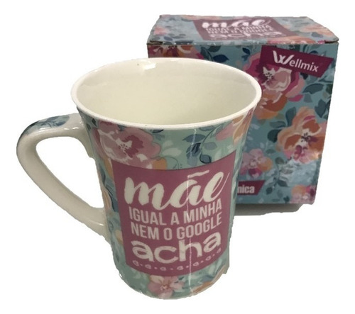 Caneca De Presente Dia Das Mães Em Cerâmica 320ml Wellmix Cor Branco Mãe