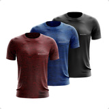 Kit 3 Camisas Dry Fit Academia Com Proteção Uv Mescla/preto