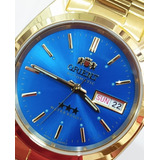 Relógio Masculino Orient Dourado Azul 469wc2f D1kx