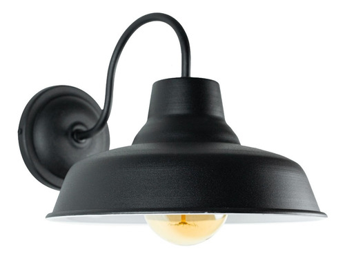 Lámpara Aplique Galponero De Pared Venzar 9425apal1 Color Negro Con Interior Blanco 220v