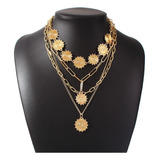 Vintage Multi-layer Sun Patterned Circular Necklace