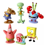 Kit 6 Bonecos Miniaturas Action Figure Bob Esponja Coleção