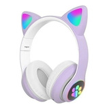 Audífonos Inalámbricos Bluetooth Rgb Orejas Gato Niña Stn28