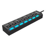 Hub Usb 7 Entradas Con Corte Inf0006 Color Negro