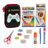 Kit Set Cartuchera Eva Playstation Lapiz Giotto Mooving 