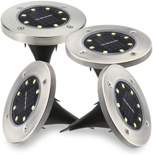 Luz Solar 8 Led Con Estaca Exterior Tierra Jardin X4