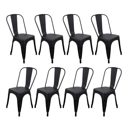 Kit 8 Cadeiras Aço Tolix Industrial Empilhavel Varias Cores