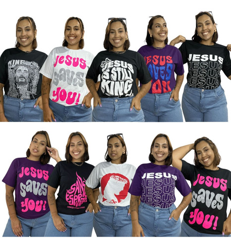 Blusa T-shirt Feminina Moda Evangélia Kit 10  Pçs Atacado