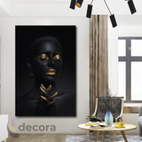 Cuadro Mujer Dorado Negro Elegante Artistica B0 60x90