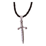 Dije De Plata 925 Espada Cordón Piel Hombre Regalo Ideal