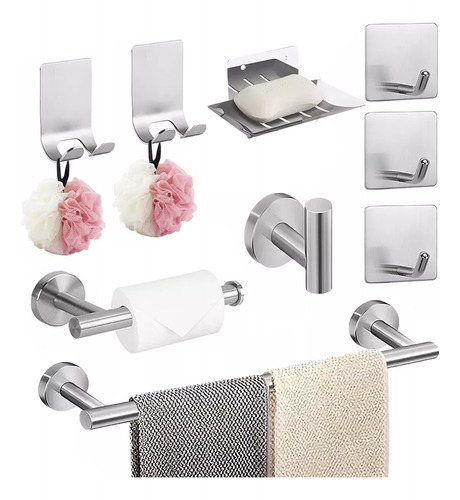 9 Pzs Juego De Accesorios De Baño Completo 304 Inoxidable