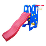 Escorregador Infantil 4 Degraus Plástico Playground Cesta Basquete Bola Importway Bw-053 Colorido