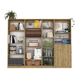 Combo De Bibliotecas Home Macadamia Y Blanco Con Puertas