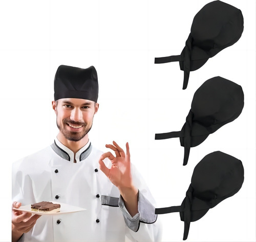 3pzs Sombrero Cocinero Gorra Gorritos Chef Cabeza Ajustable