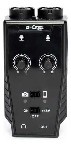 Interfaz Mixer Audio Hügel 2 Ch Guit Phantom Grabacion Cuota Color Negro