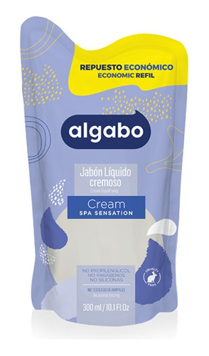 Algabo Cream Jabon Liquido Cremoso 300ml Repuesto Económico