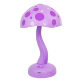 Lampara Led Hongo Usb Velador Infantil Recargable Dimmer Estructura Violeta