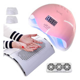 Sugador De Po Unhas Acrigel Porcelana + Cabine 48w / 34 Leds Cor Rosa 110v/220v