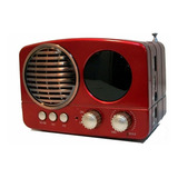 Parlante Cmik Bluetooth Con Radio Fm Vintage Color Rojo