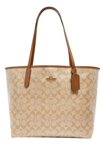 Bolsa Dama Coach Signature City Tote Gold / Brown Color Caqui