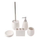 Conjunto De Banheiro Lavabo Moderno Em Cerâmica Kit 5 Peças