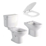 Combo Bari Ferrum Bidet Inodoro Largo Mochila Dual Tapa Mad