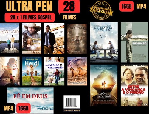 Pen Drives 16gb Top Filmes Gospel Temas Variados