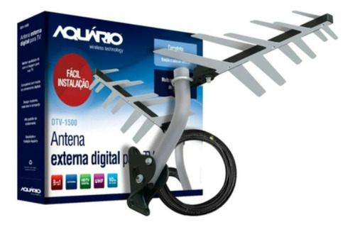 Antena Externa Dtv-1500 Para Tv 2 Em 1 Completa Aquario