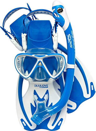 Set Cressi Rocks Dry Para Niños Azul Blanco Buceo  L/xl