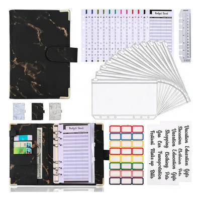 Swszdy Bolsa De Carpeta Con Cremallera Carpeta A6 Organigastos Organigastos Tipo Cartera Cuero con 12 Sobres Transparentes con Cierre, 12 Hojas de Planificador de Presupuesto de Finanzas Color Negro | MercadoLibre