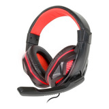 Misik - Audifonos Gamer Con Microfono Y Luz Led - Cable 1.8m Color Rojo