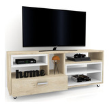 Mesa Lcd Led Mueble Living Rack Modulo Moderno La Font Color Beige