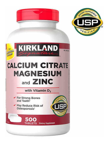 Citrato Calcio Magnesio Zinc Vitamina D3 Kirkland 500ct Sabor N/a