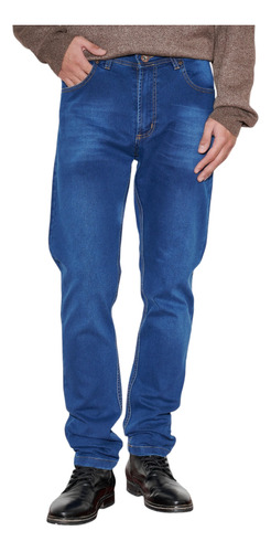 Pantalon Jeans Semi Chupin Azul Premium Alta Costura