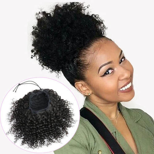 Feipro Afro Puff Rizado Rizado Con Cordn Para Coleta De Caba