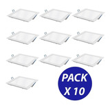 Pack 10 Foco Panel Plafon Led Embutido Cuadrado 12w / E-roca