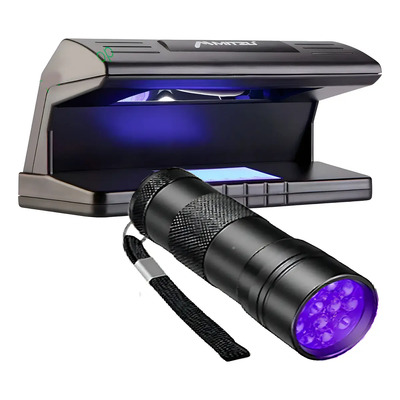 Lampara Detector Billetes Falsos Luz Uv Negra + Linterna | Envío gratis