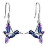 Aros Plata Fina 925 Colibrí Pendientes Joyas Mujer Regalo